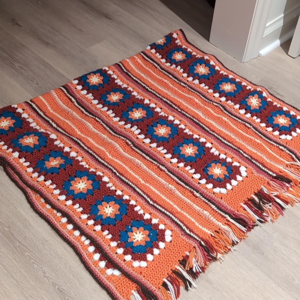 Boho Granny square blanket